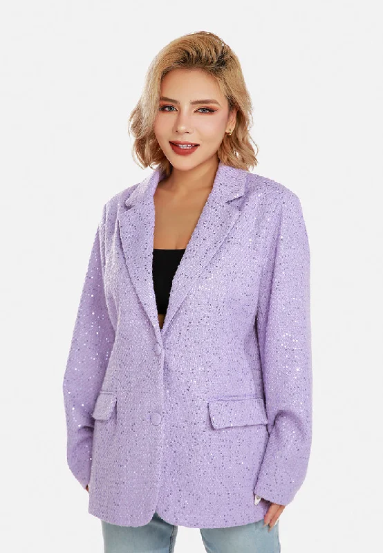 Casual yet chic women’s outfits for work or play   Sequin Embellished Oversized Blazer By RUW