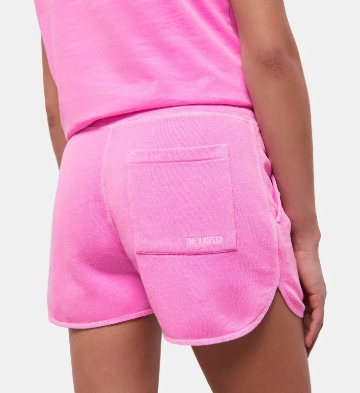 Fluorescent Pink Fleece Shorts With Logo