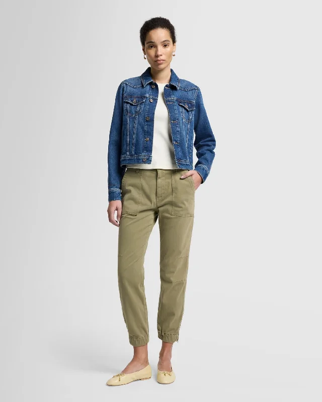 Trendy women’s clothing    Darted Boyfriend Jogger in Sateen Army