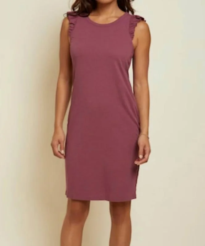 Feminine fashion to express your unique style   Steffi Ruffled Tank Dress In Prune