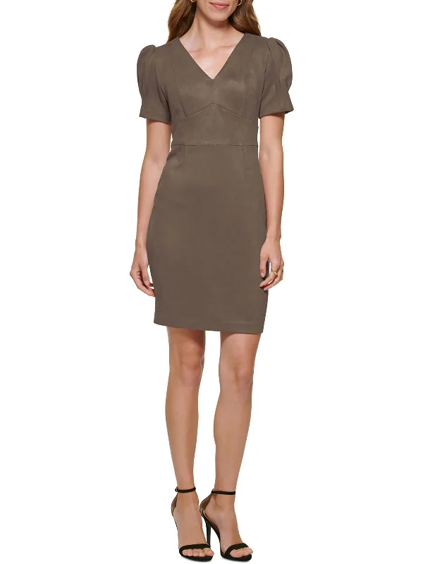 Versatile fashion for every type of woman   Womens Faux Suede Mini Sheath Dress