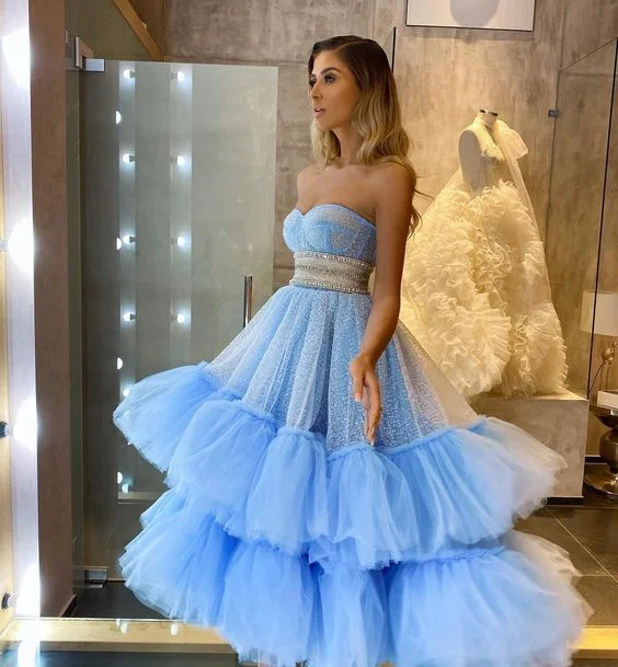 Affordable fashion that looks high-end   Blue Tulle Prom Dresses new arrive gown    cg14902