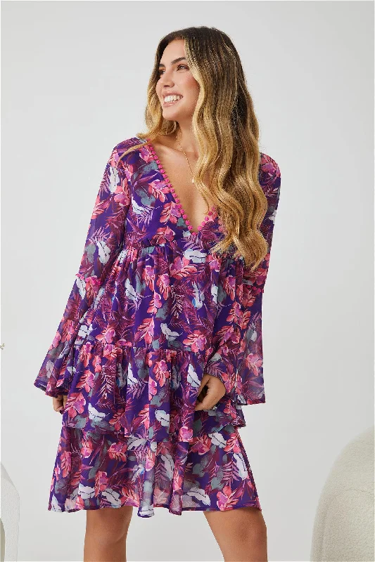 Emilla Dress - Purple Rainforest