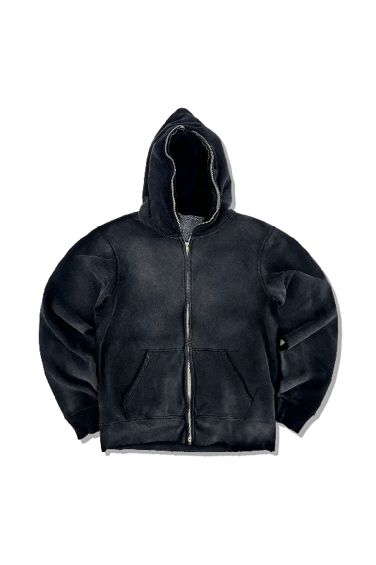 Exclusive Full Zip Body Bag Hoodie - Distressed+Smoked Anthracite