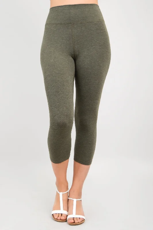 Riley Capri, Yarn Dye Khaki, Bamboo